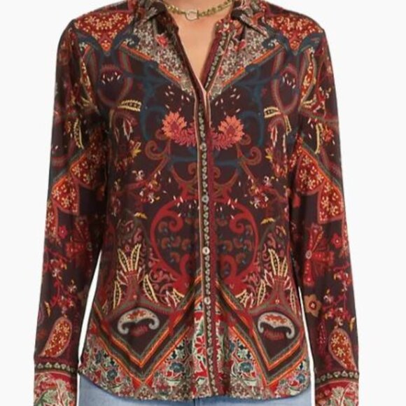 NWT Johnny Was Biya JWLA Workshop The Janie Button Front  Favorite Top XL - Picture 2 of 8